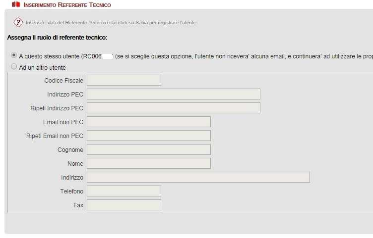 invia i dati). NOTA : Nei piccoli comuni il REFERENTE TECNICO è la stessa persona che ha fatto accesso al sito.