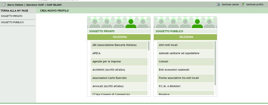 contrario deve utilizzare il profilo intermediario per l