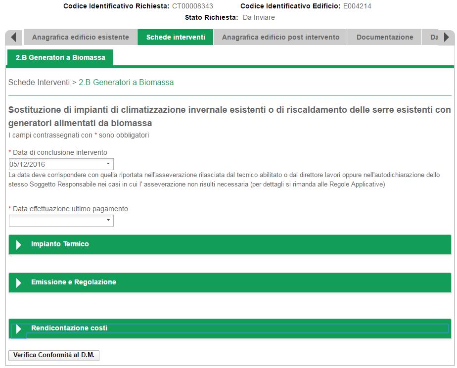 SCHEDE INTERVENTI La fase successiva consiste nell inserimento dei dati relativi all