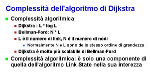 La complessità algoritmica dell'algoritmo di Dijkstra dipende fortemente dal numero di link presenti nella rete: il numero totale dei percorsi che verranno considerati è proporzionale al numero dei