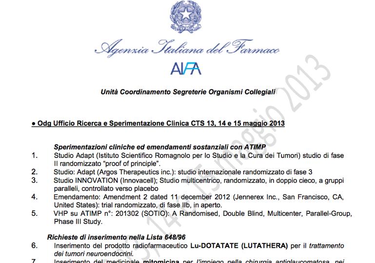 Legge 648/96 13 Assenza alternative terapeutiche Studi clinici di Fase almeno