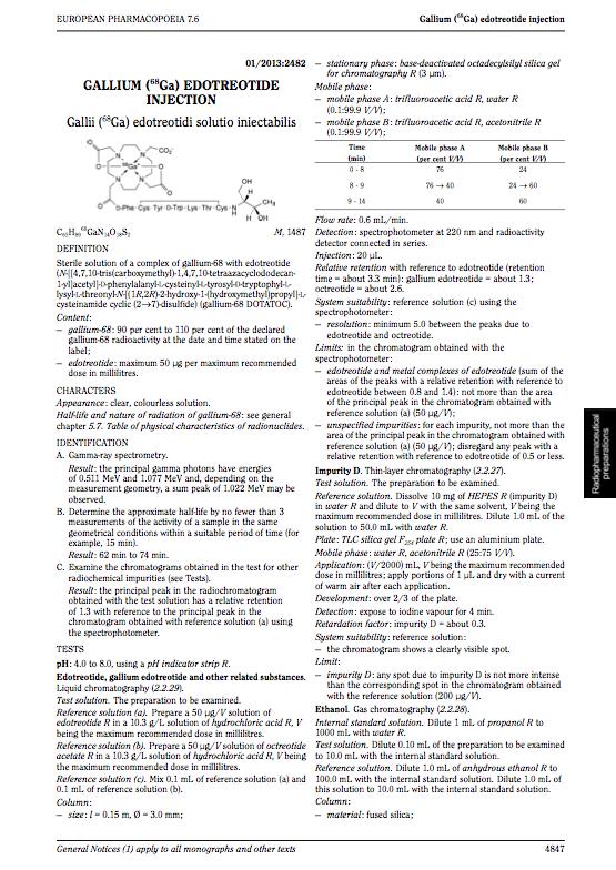 Radiofarmaci senza AIC 9 Formula Officinale European Pharmacopoeia o delle