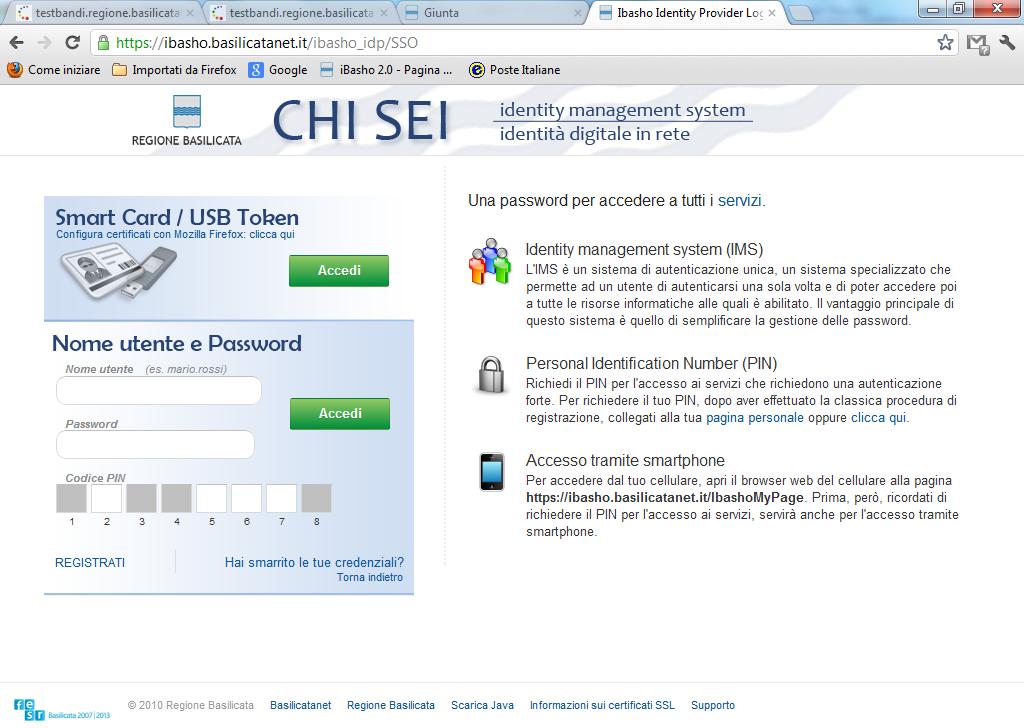 d accesso: Previo inserimento del nome utente e password (e