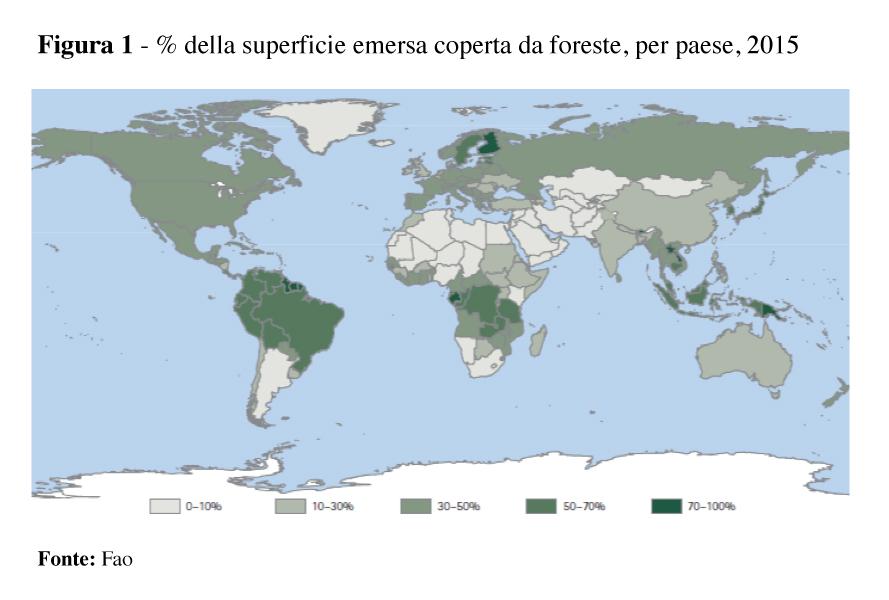 coperta da foreste¹; essa è massima (superiore al 70%) in Sud America (escluso il Cono Sud), in buona parte dell Africa Sub-Sahariana, nell Asia Sud-Orientale; è minima nell Africa settentrionale e