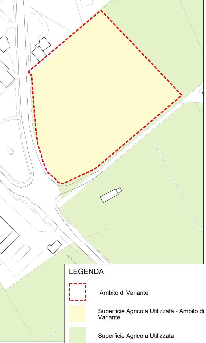 Verifica della SAU Infine, va evidenziato che tutta la superficie territoriale interessata dalla Variante è classificata dal PAT come Superficie Agricola Utilizzabile (ettari 2,055).