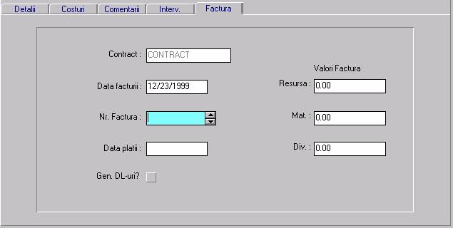 9.3.1. Interfaţa Contract Reprezintã identificatorul contractului pentru care se creazã/existã factura, o informaţie "numai-citire", gestionatã automat de sistem.