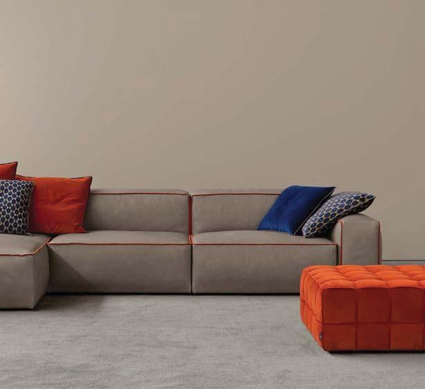 Sofa Reef in leather Milano color 2 with piping in