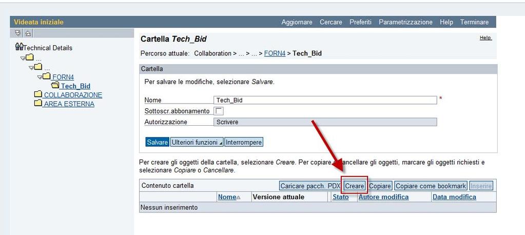 2. Cliccare sulla cartella Tech_Bid Accesso alla cartella per l upload degli