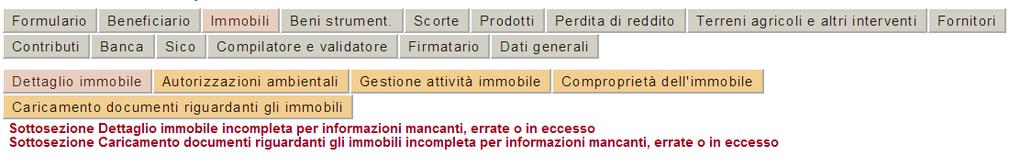 Se lo stato della sezione è Incompleto entrare nella sezione selezionando il titolo e verificare: o la presenza di errori nella compilazione delle sezioni.