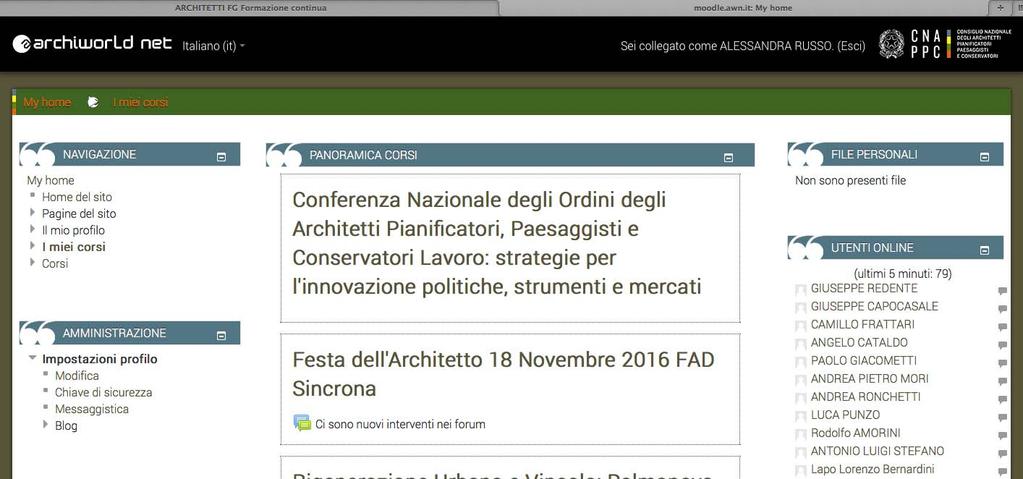 21. Nella nuova scheda, su Moodle, comparirà la prima pagina del corso.