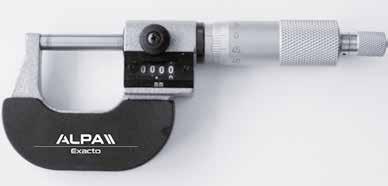 Exacto Micrometer with counter Resolution 0,01. Painted frame, mechanical digit counter for quick reading. Micrometro con contatore Risoluzione 0,01.