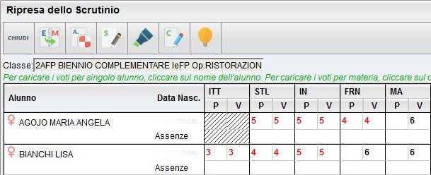 La procedura ricalca il funzionamento della gestione degli scrutini standard.