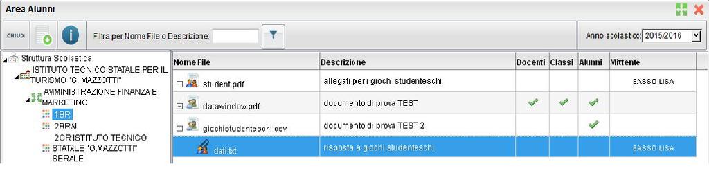 Quest area consente l interscambio dei feedback tra il docente e gli alunni; dal modulo famiglie è infatti possibile condividere altri documenti con lo specifico insegnante e/o rispondere a