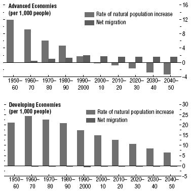 trend demografici per regione fonte: International Monetary Fund (2004)