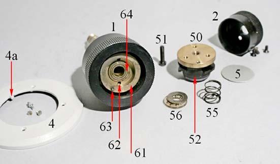 Fig. 3215 Dopo aver svitato l anello 54, vediamo meglio il pacco delle rondelle dentate (52), di cui quella che ha perso il dente è al centro della figura.