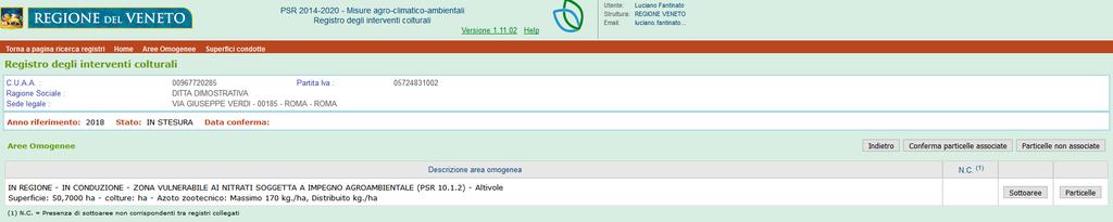 Fase 5: registrazione sottoaree