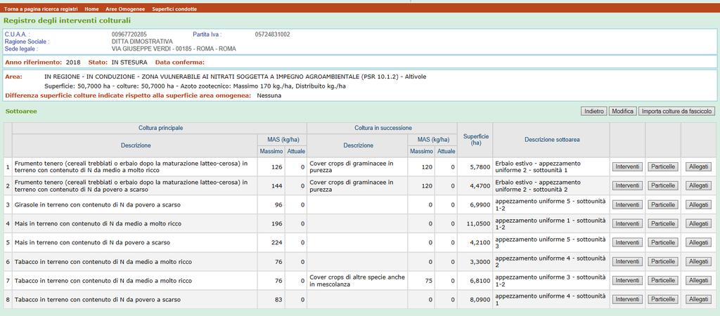 Registrazione degli interventi colturali: DOVE?