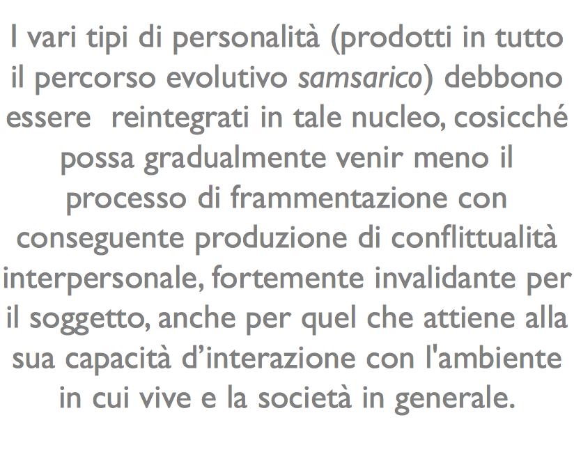 I vari tipi di personalità (prodotti in tutto il percorso evolutivo samsarico) debbono essere