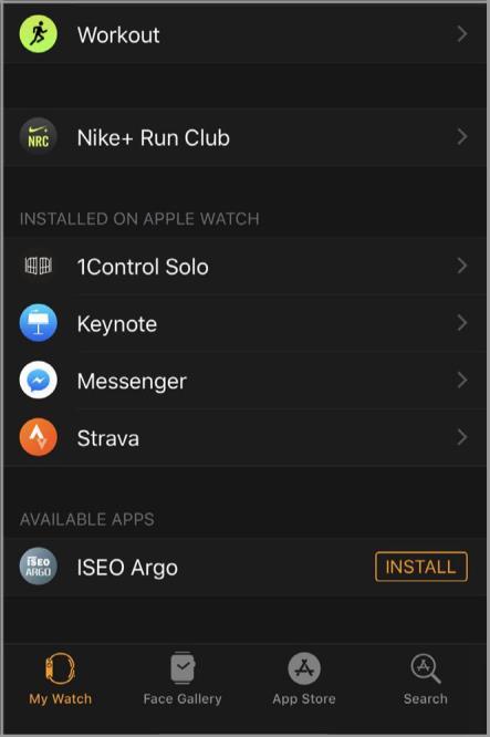 Argo per Apple Watch Passaggio 2: installa Argo tra le app dell Apple Watch.