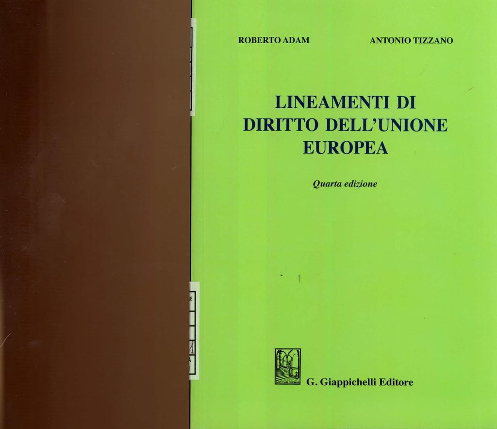 ROBERTO ADAM ANTONIO TIZZANO LINEAMENTI DI DIRITTO