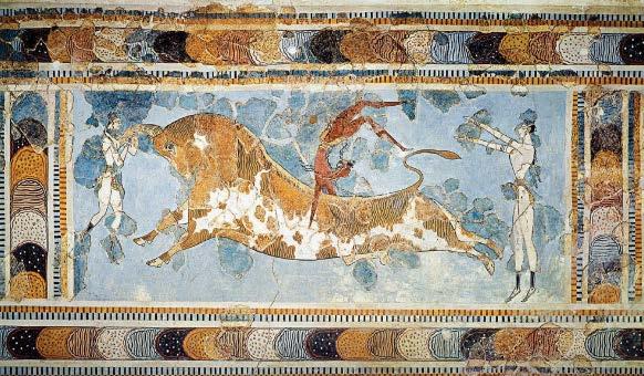 Arte minoica (2000-1400 a.c.): la Taurocatapsia Gioco del toro 1700-1400 a.c. Questa raffigurazione del Gioco del toro si trovava nel corridoio delle processioni.
