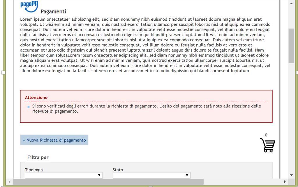 Per ogni richiesta di pagamento, sulla griglia della home page dei pagamenti saranno presenti delle icone a cui corrispondono altrettante operazioni/informazioni relative al singolo pagamento