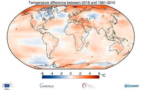 Fig. Confronto tra le anomalie di temperatura da inizio anno per il 1 (linea nera) con quelle che si riferiscono gli altri nove anni più caldi mai registrati.
