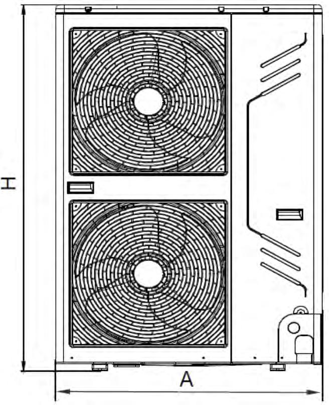 DIMENSIONI UNITA ESTERNE MINI VRF Modello A B C D E F H V120W 900 600 348 320 400 360 1327 V140W 900 600 348 320 400