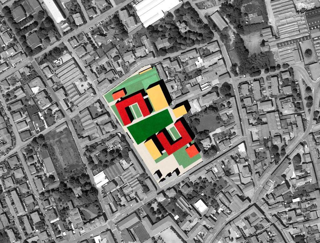 Inveruno - Nuovo plesso scolastico L estensione del lotto interessato dall intervento (A tot ) è di circa 19.056 m 2 suddiviso in tre sotto interventi: Scuola Primaria: 3.