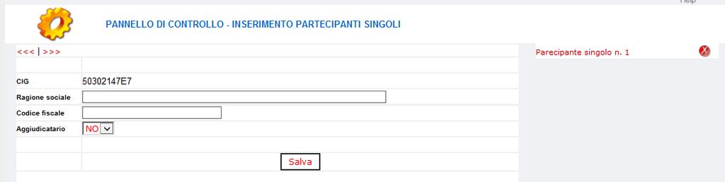 PASSO 3a Inserimento dettaglio partecipanti singoli Cliccando sull icona dei partecipanti singoli, visibile qui a fianco comparirà la relativa maschera di inserimento. 1.