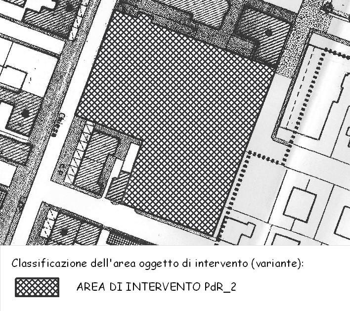 edificazione", "Ampliamento con porticati", "Parcheggi", "Verde pubblico", - intera area: "Area di intervento PdR_2", modificando, per conseguenza, le destinazioni delle aree confinanti, NTA Art.