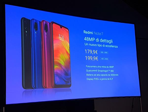 Con l'annuncio odierno, nel corso di una conferenza stampa a Milano, a cui abbiamo partecipato, Xiaomi ha diffuso le prime informazioni su prezzi e disponibilità del Redmi Note 7 per il nostro