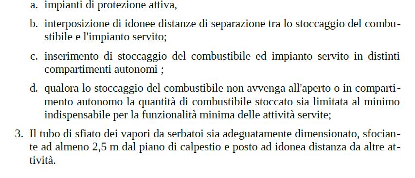 Stoccaggio di combustibili Misure al fine di evitare