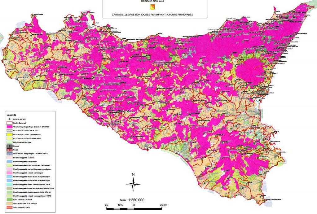 Sicilia aree non idonee impianti a fonte rinnovabile 135 Fonte: Siciliana - Cartografia Webgis Osservatorio regionale dell energia 135 Cartografia