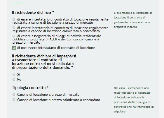 Figura 12 Previsione della tipologia di contratto di locazione Continuare la compilazione, valorizzando quanto altro richiesto.