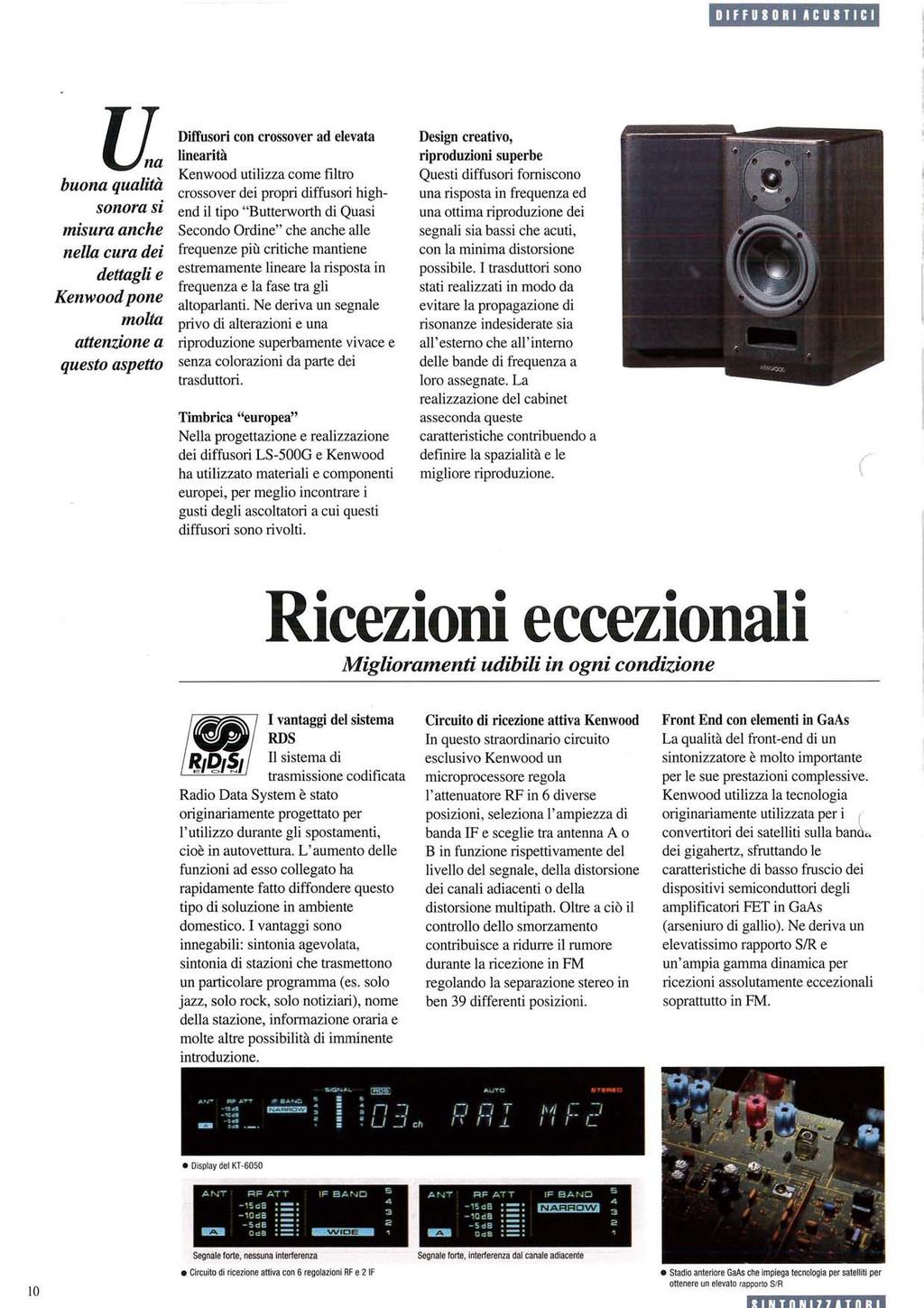 DIFFUSORI ACUSTICI na buona qualità sonora si misura anche nella cura dei dettagli e Kenwood pone molta attenzione a questo aspetto Diffusori con crossover ad elevata linearità Kenwood utilizza come