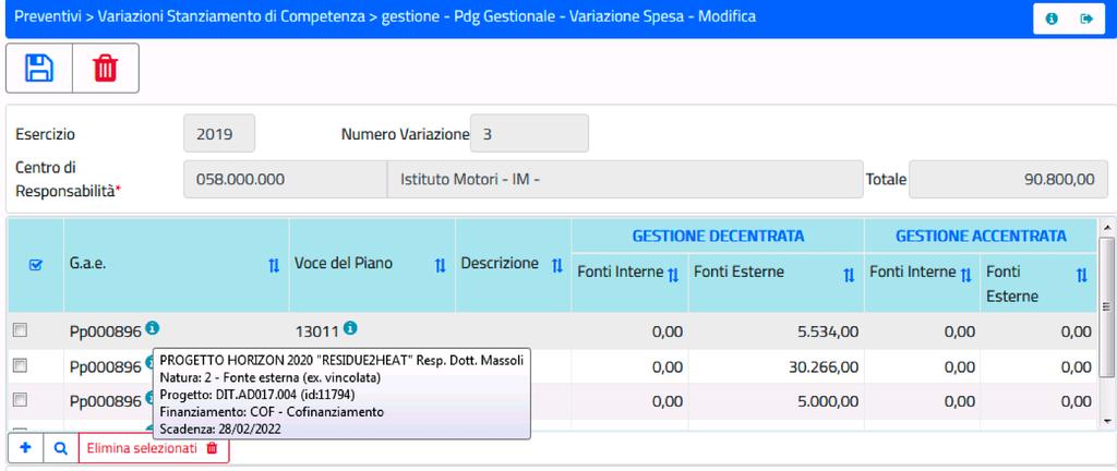 4.3.4. Variazioni di storno relative ai Progetti Scaduti/Chiusi Le disponibilità non impegnate di progetti Scaduti/chiusi, potranno essere stornate a favore di progetti in corso su GAE di natura 6 e