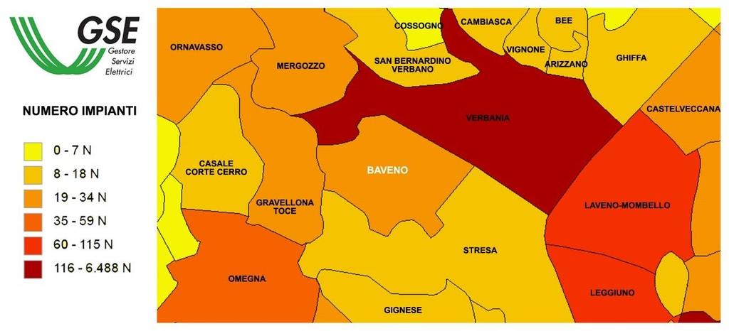 Stato delle FER Fotovoltaico Il database degli impianti fotovoltaici Atlasole messo a disposizione dal GSE consente di valutare la presenza sul territorio comunale degli impianti fotovoltaici che