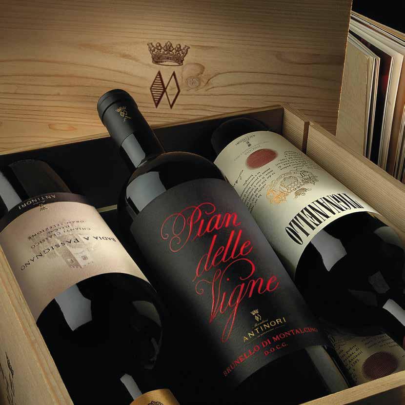 TRILOGIA D'AUTORE Confezione MA 01 Cassetta Speciale Antinori in legno da 6 bottiglie: 2 TIGNANELLO Toscana IGT 2 PIAN DELLE VIGNE