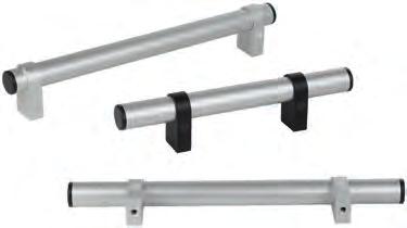 K1018 Maniglie tubolari regolabili 50 68 Ø30x2 18 M8 max. 36 16 Maniglia tubolare E W-6060. Supporto di montaggio E W-6063. Tappi di copertura in resina termoplastica. Perno filettato ISO 4766-14H.