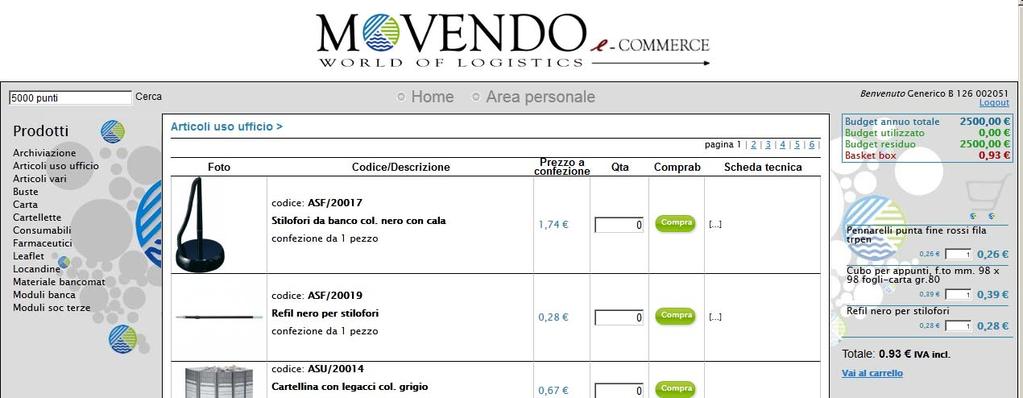 2.3. Immissione Articolo nel Carrello Profilo Autorizzatore Una volta individuato l articolo desiderato è possibile inserirlo in un carrello virtuale attraverso una delle seguenti modalità: