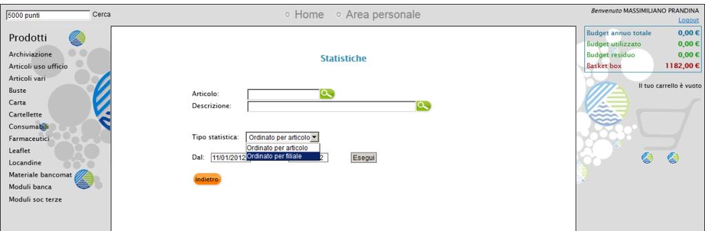 E possibile accedere all area delle statistiche a partire dalla voce di menu «Area personale» e