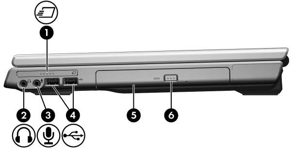 Componenti del lato destro 1 Slot per ExpressCard Supporta schede ExpressCard/54 o ExpressCard/34 opzionali.