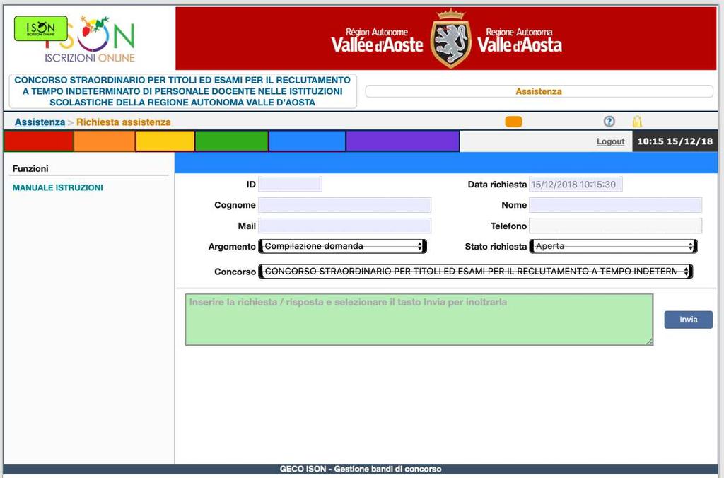 INOLTRO DELLA DOMANDA SUPPORTO TECNICO PER LA