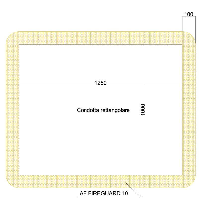 Protezione EI 120 fuoco esterno e interno FIREGUARD 10 Sistema proge ato per proteggere sia da fuoco interno che da fuoco esterno le condo e di ven lazione metalliche a sezione re angolare.