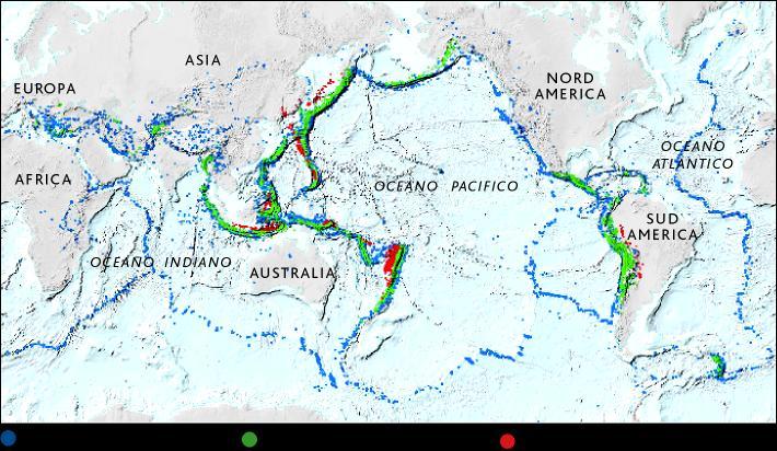 8.8 Distribuzione geografica dei terremoti Le aree sismiche possono interessare la superficie continentale, ma anche i fondali oceanici.