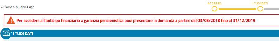 Inserendo la data di presentazione della domanda prevista il sistema verifica che manchino al massimo tre anni e 7 mesi al momento del pensionamento.