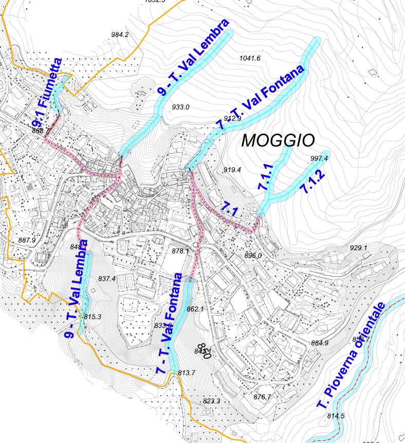 2.0 CARATTERISTICHE IDROLOGICHE DEL BACINO La Valle Fontana attraversa l abitato di Moggio attraverso una tubazione interrata per riemergere e scorrere a cielo aperto in corrispondenza del nuovo