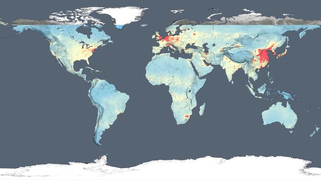 concentration of nitrogen dioxide in the troposphere as detected by the Ozone Monitoring