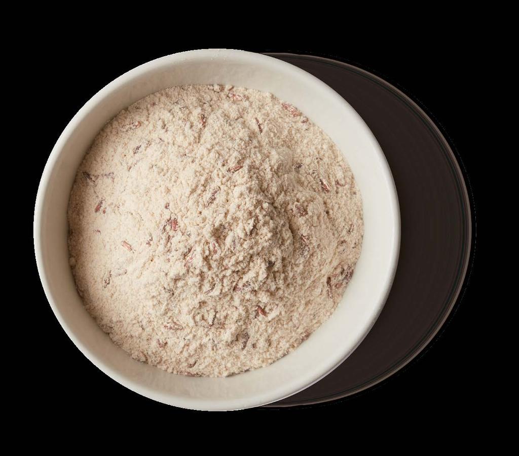 Risatta rossa Con riso rosso intero e farina di riso rosso su una base di farina di tipo 1 a bassa raffinazione da filiera italiana MantoGrano.